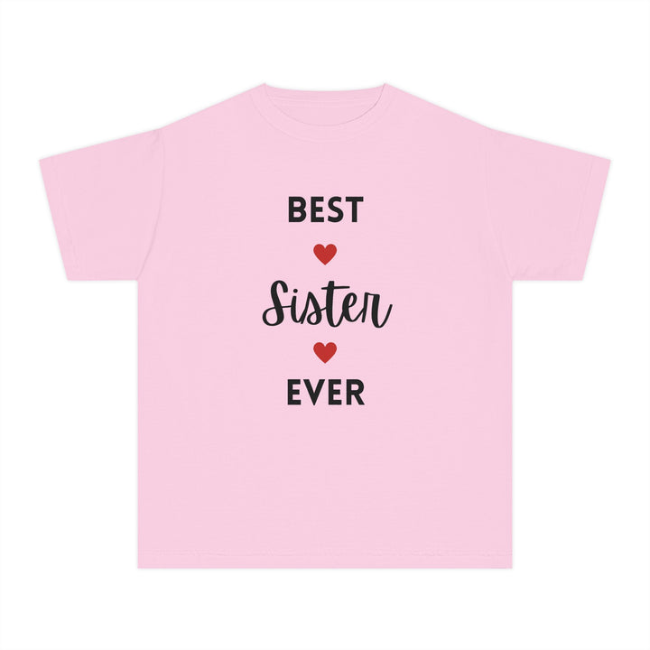 Best Sister Ever Youth Tee — Kids' Yellow 'Best Sister Ever' Heart T‑Shirt