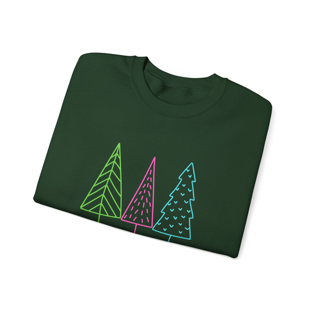 Christmas Crewneck Sweatshirt — Pastel 'Merry Christmas' Trees
