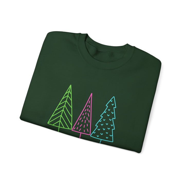 Christmas Crewneck Sweatshirt — Pastel 'Merry Christmas' Trees