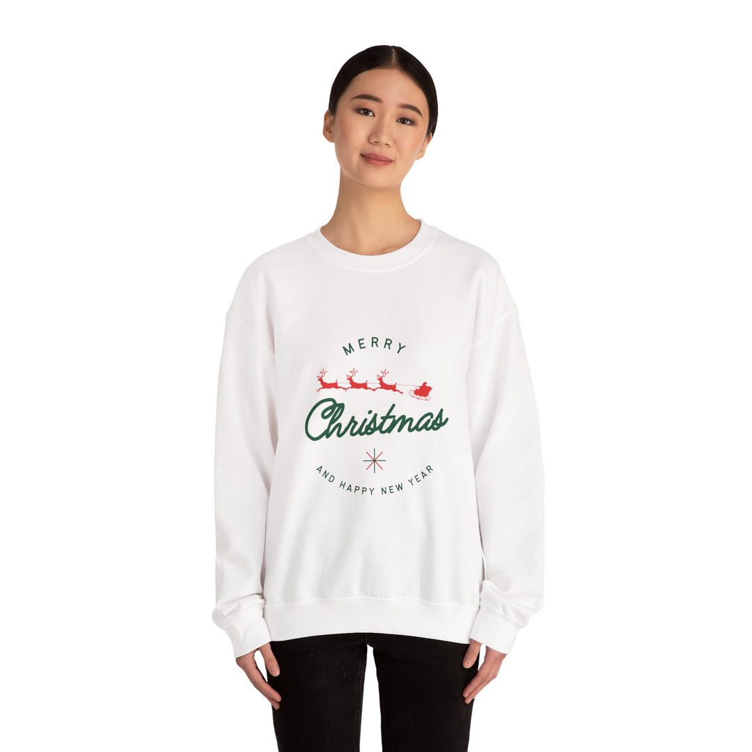 Christmas Crewneck Sweatshirt - 'Merry Christmas' Santa Sleigh Holiday Sweatshirt