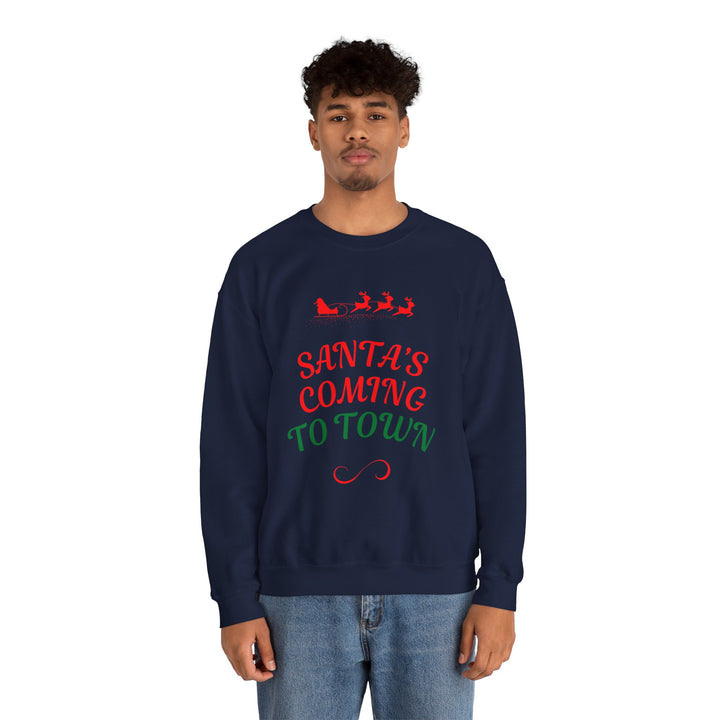 Christmas Sweatshirt — "Santa's Coming to Town" Festive Crewneck