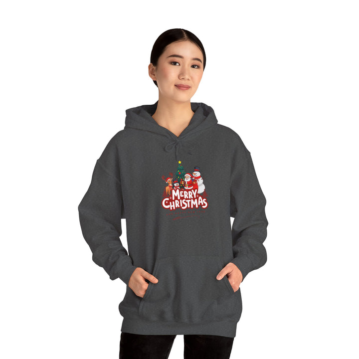 Christmas Crew Hoodie - 'Merry Christmas' Santa & Snowman Holiday Sweatshirt