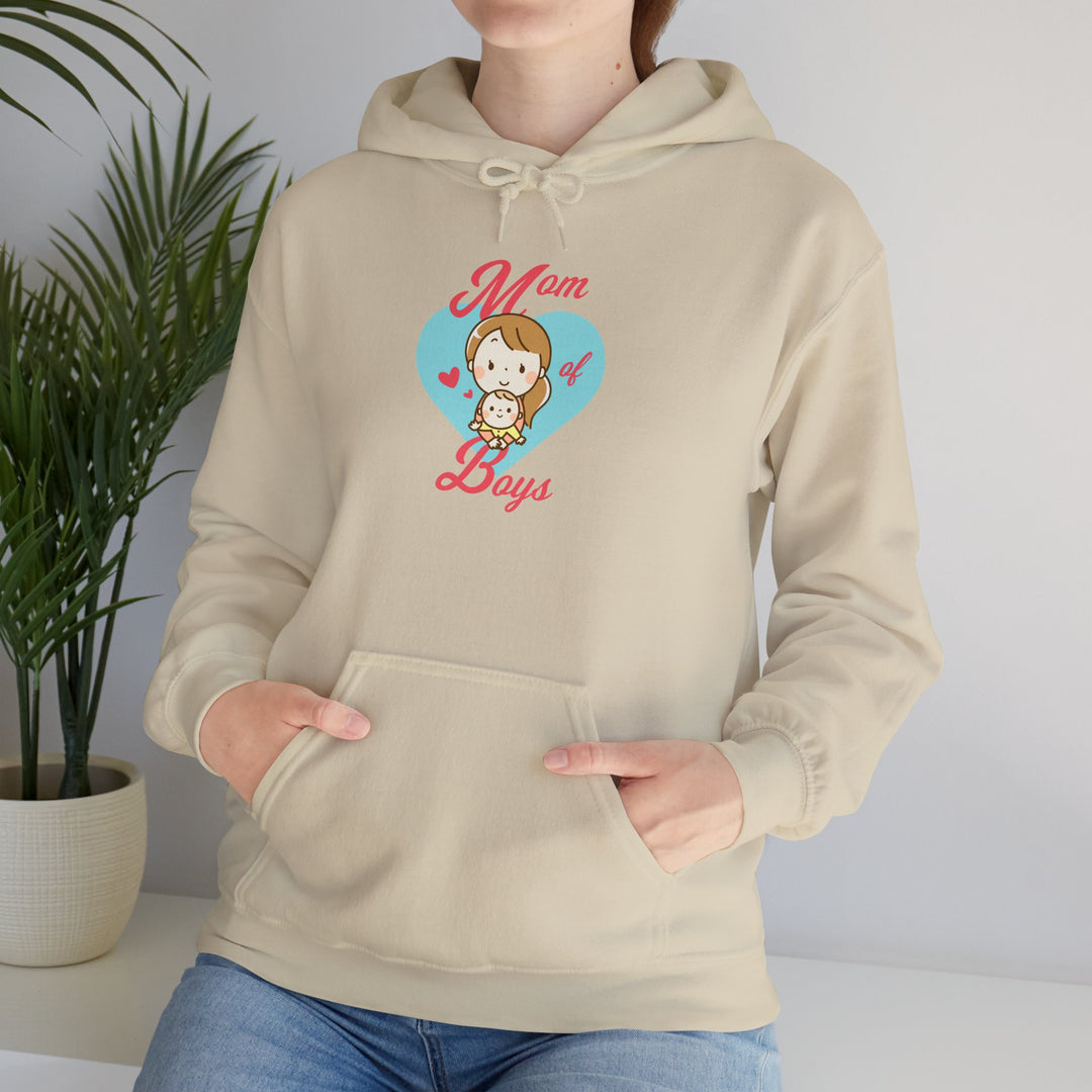 Mom's Unisex Hooded Sweatshirt - Mom of Boys Hoodie - Cute Graphic Hoodie for Mothers