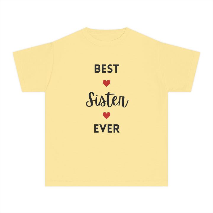 Best Sister Ever Youth Tee — Kids' Yellow 'Best Sister Ever' Heart T‑Shirt