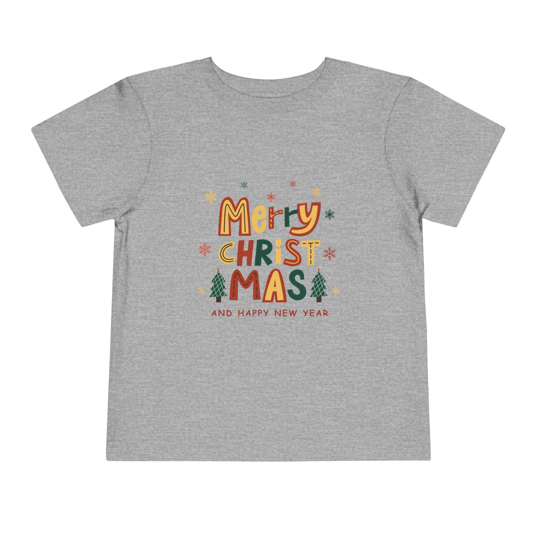 Toddler Christmas Tee — "Merry Christmas and Happy New Year" Holiday Shirt