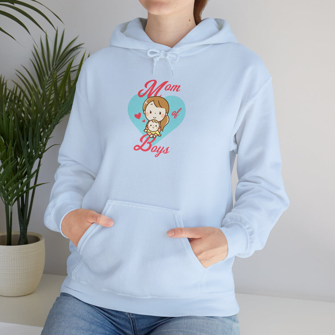 Mom's Unisex Hooded Sweatshirt - Mom of Boys Hoodie - Cute Graphic Hoodie for Mothers