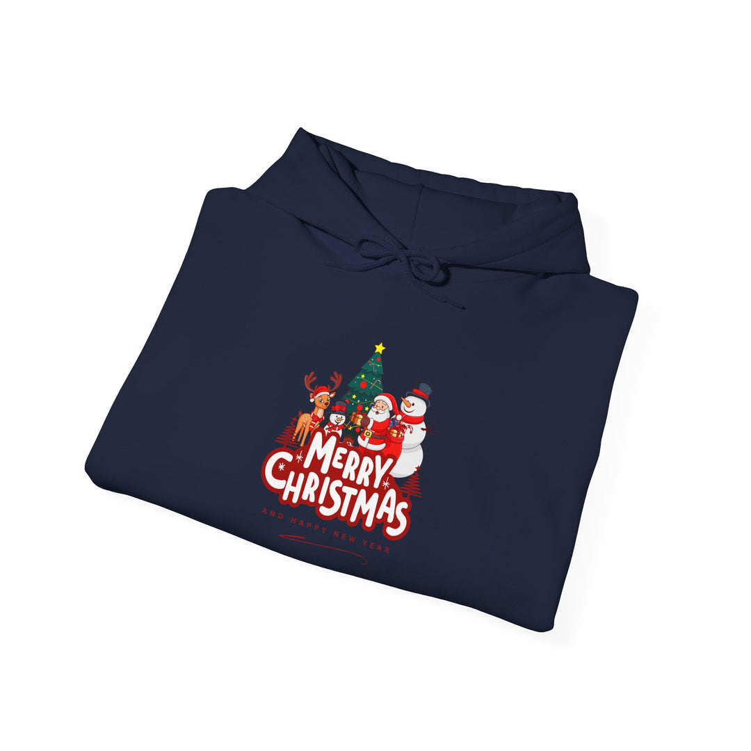 Christmas Crew Hoodie - 'Merry Christmas' Santa & Snowman Holiday Sweatshirt