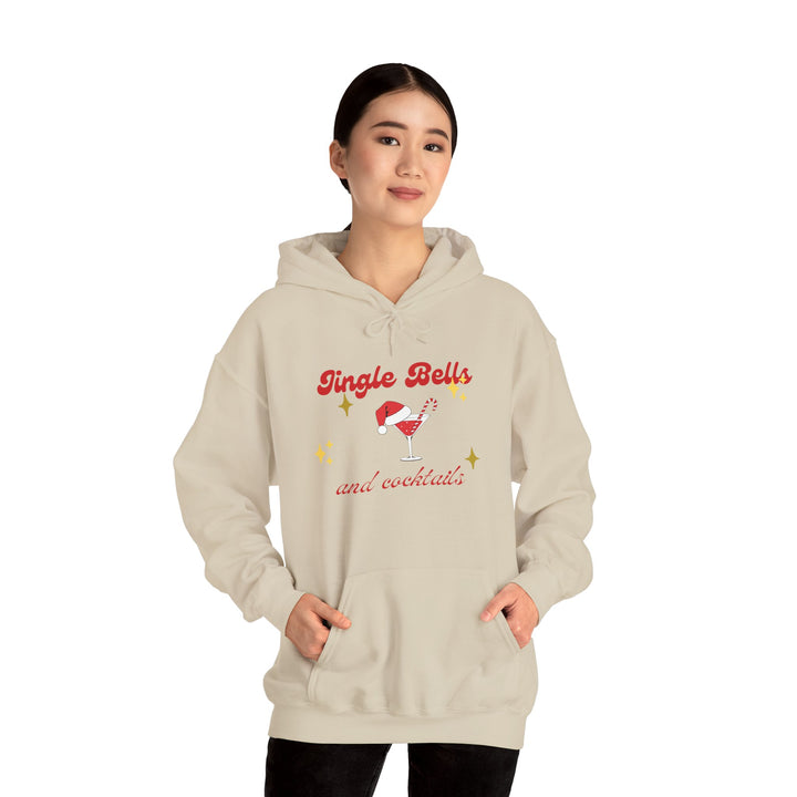 Jingle Bells and Cocktails Hoodie - Festive Unisex Heavy Blend Sweatshirt