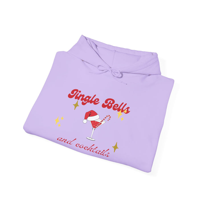 Jingle Bells and Cocktails Hoodie - Festive Unisex Heavy Blend Sweatshirt