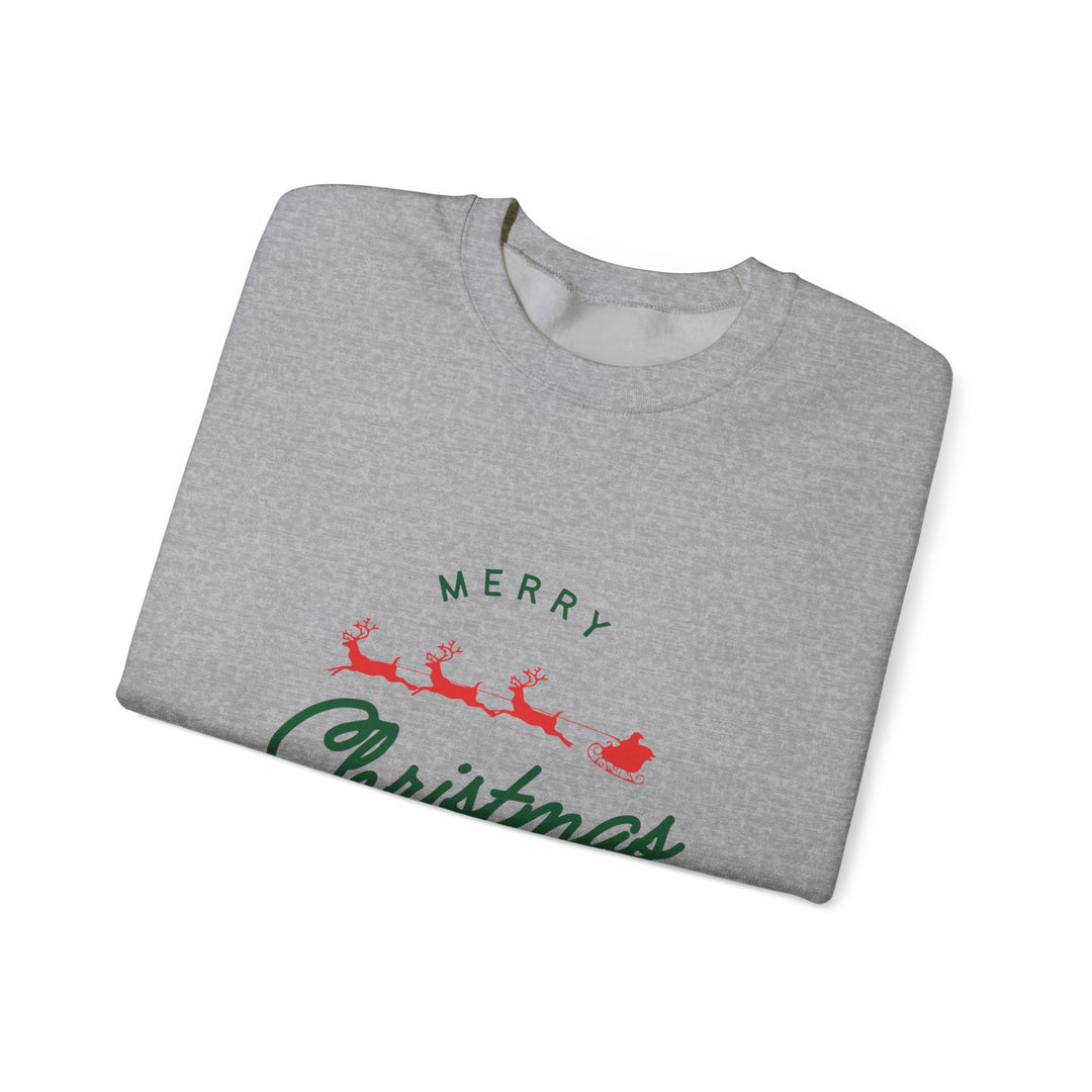 Christmas Crewneck Sweatshirt - 'Merry Christmas' Santa Sleigh Holiday Sweatshirt