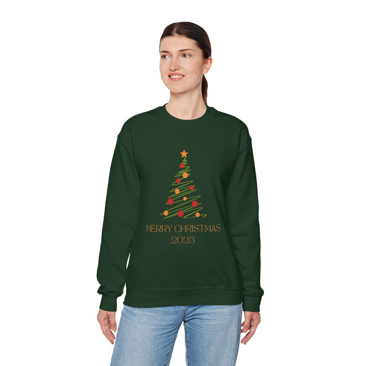 Christmas Tree Crewneck Sweatshirt – "Merry Christmas 2025" Holiday Sweater
