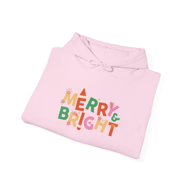 Merry & Bright Holiday Hoodie — Colorful Christmas Graphic Sweatshirt