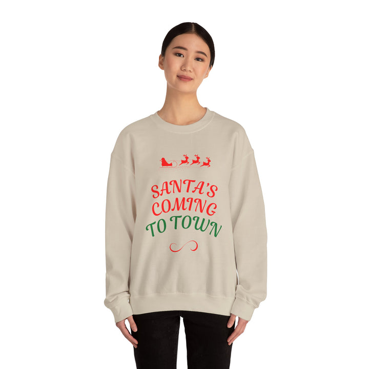 Christmas Sweatshirt — "Santa's Coming to Town" Festive Crewneck