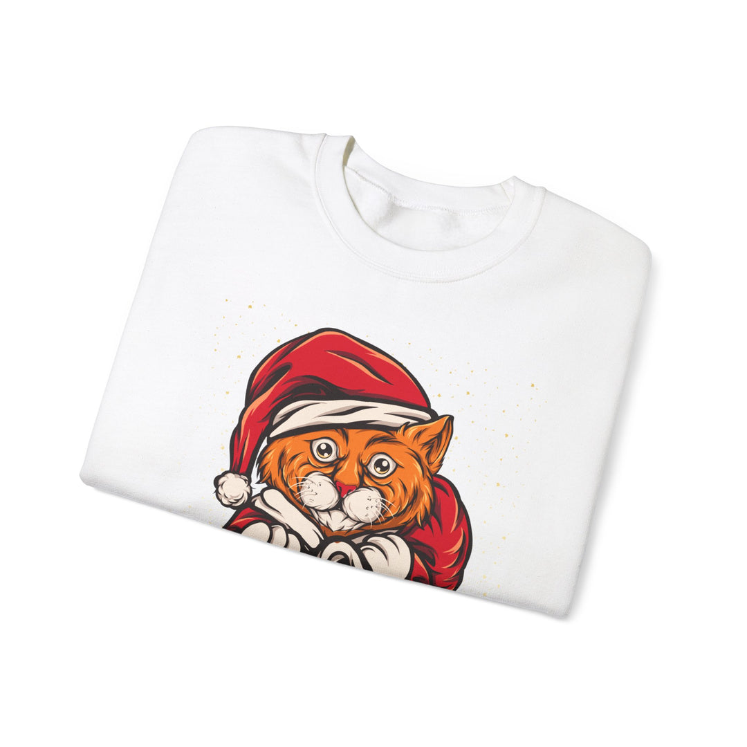 Santa Paws Unisex Heavy Blend Crewneck Sweatshirt - Cozy Festive Cat Design for Holiday Cheer