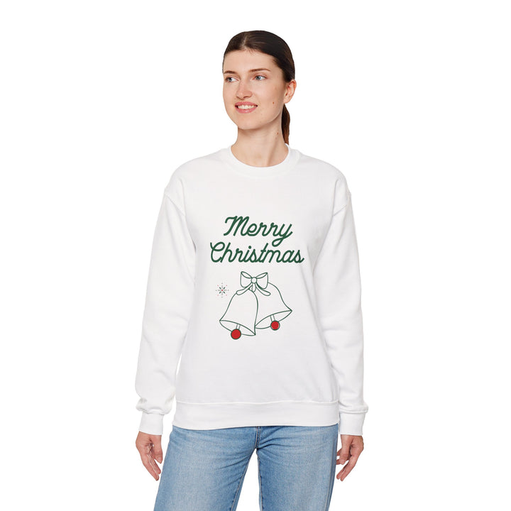 Christmas Crewneck Sweatshirt — “Merry Christmas” Bells Holiday Pullover