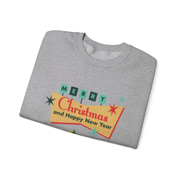 Christmas Crewneck Sweatshirt - "Merry Christmas and Happy New Year" Retro Holiday Design
