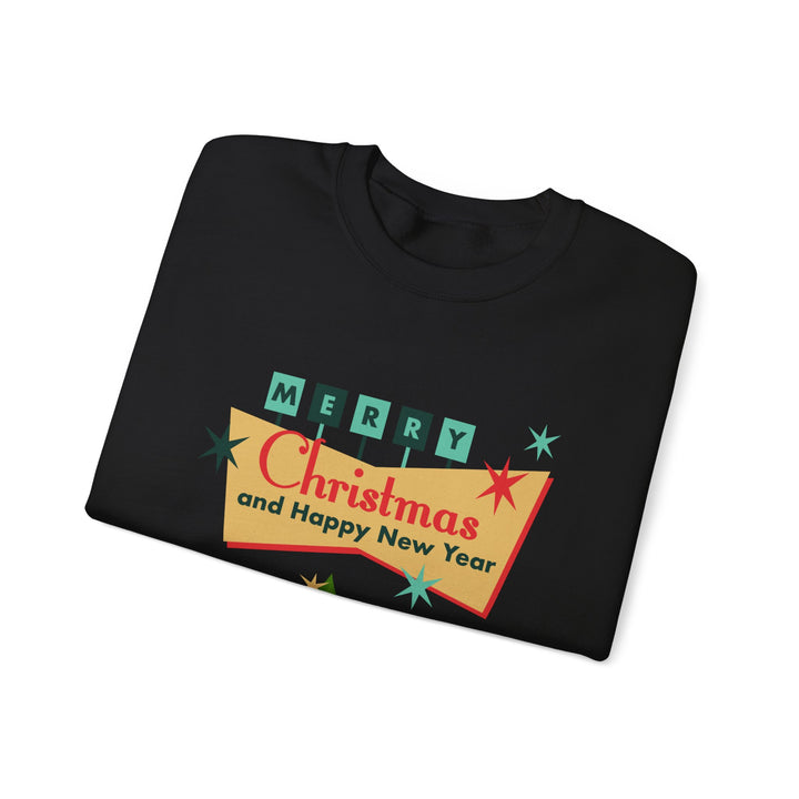 Christmas Crewneck Sweatshirt - "Merry Christmas and Happy New Year" Retro Holiday Design