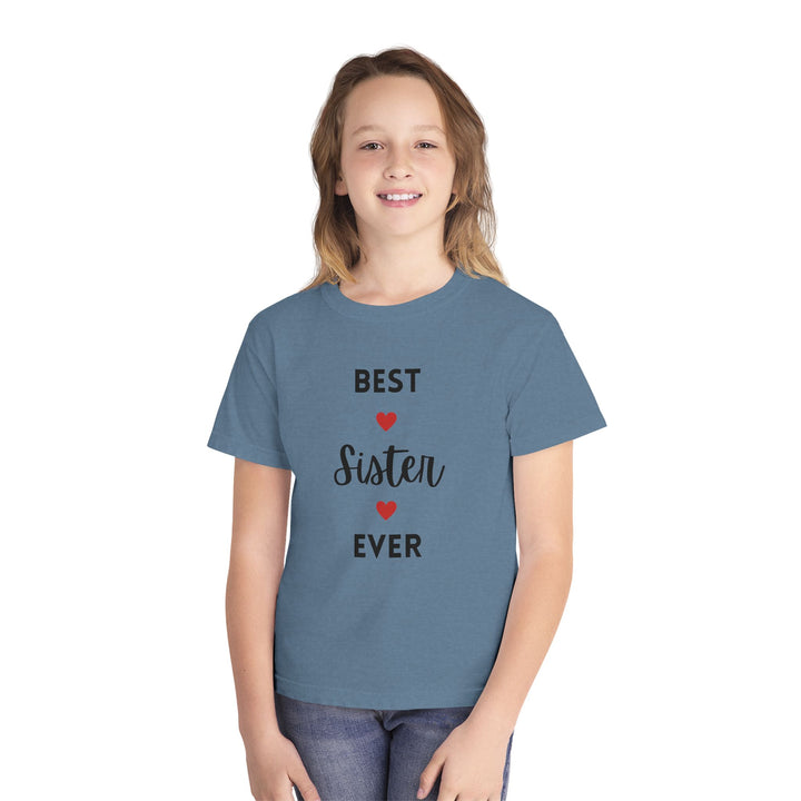 Best Sister Ever Youth Tee — Kids' Yellow 'Best Sister Ever' Heart T‑Shirt