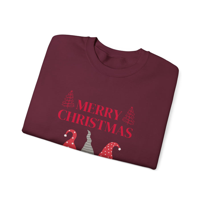 Christmas Gnome Crewneck Sweatshirt - "Merry Christmas and Happy New Year" Holiday Sweatshirt