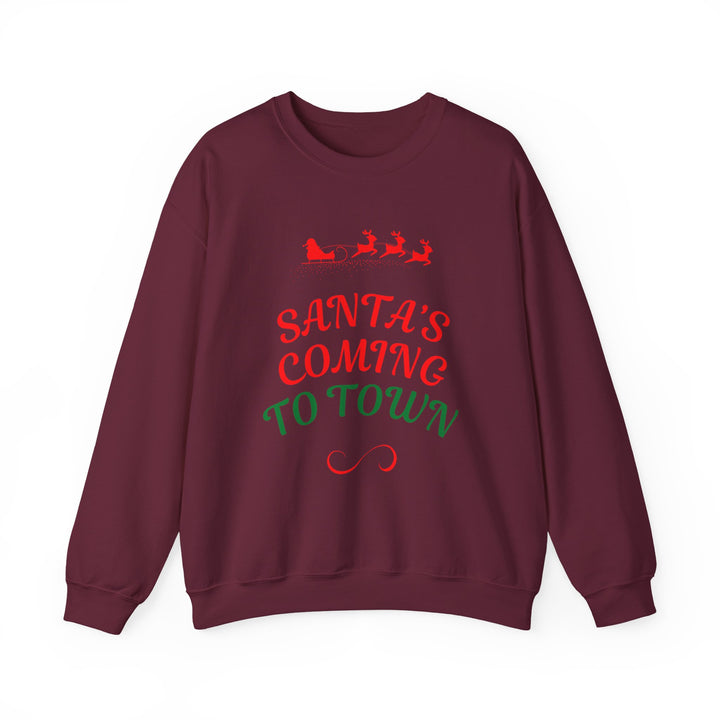 Christmas Sweatshirt — "Santa's Coming to Town" Festive Crewneck