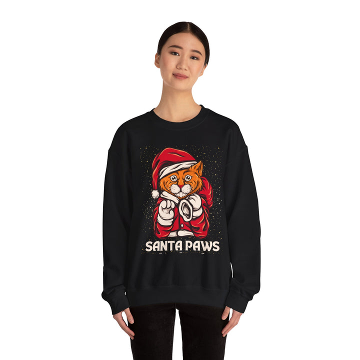 Santa Paws Unisex Heavy Blend Crewneck Sweatshirt - Cozy Festive Cat Design for Holiday Cheer