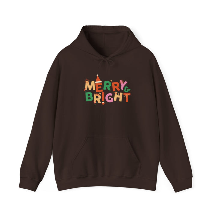 Merry & Bright Holiday Hoodie — Colorful Christmas Graphic Sweatshirt