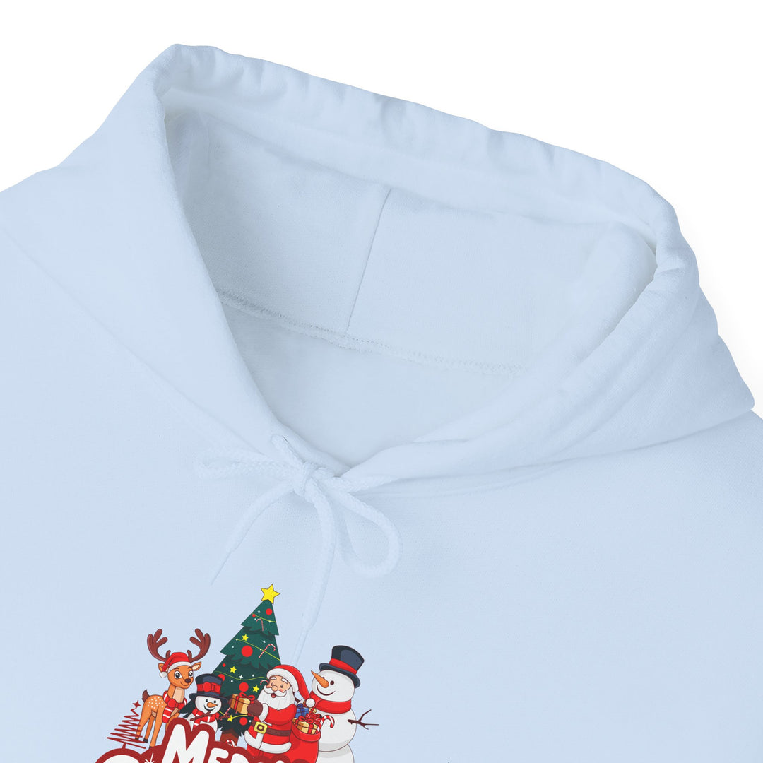 Christmas Crew Hoodie - 'Merry Christmas' Santa & Snowman Holiday Sweatshirt