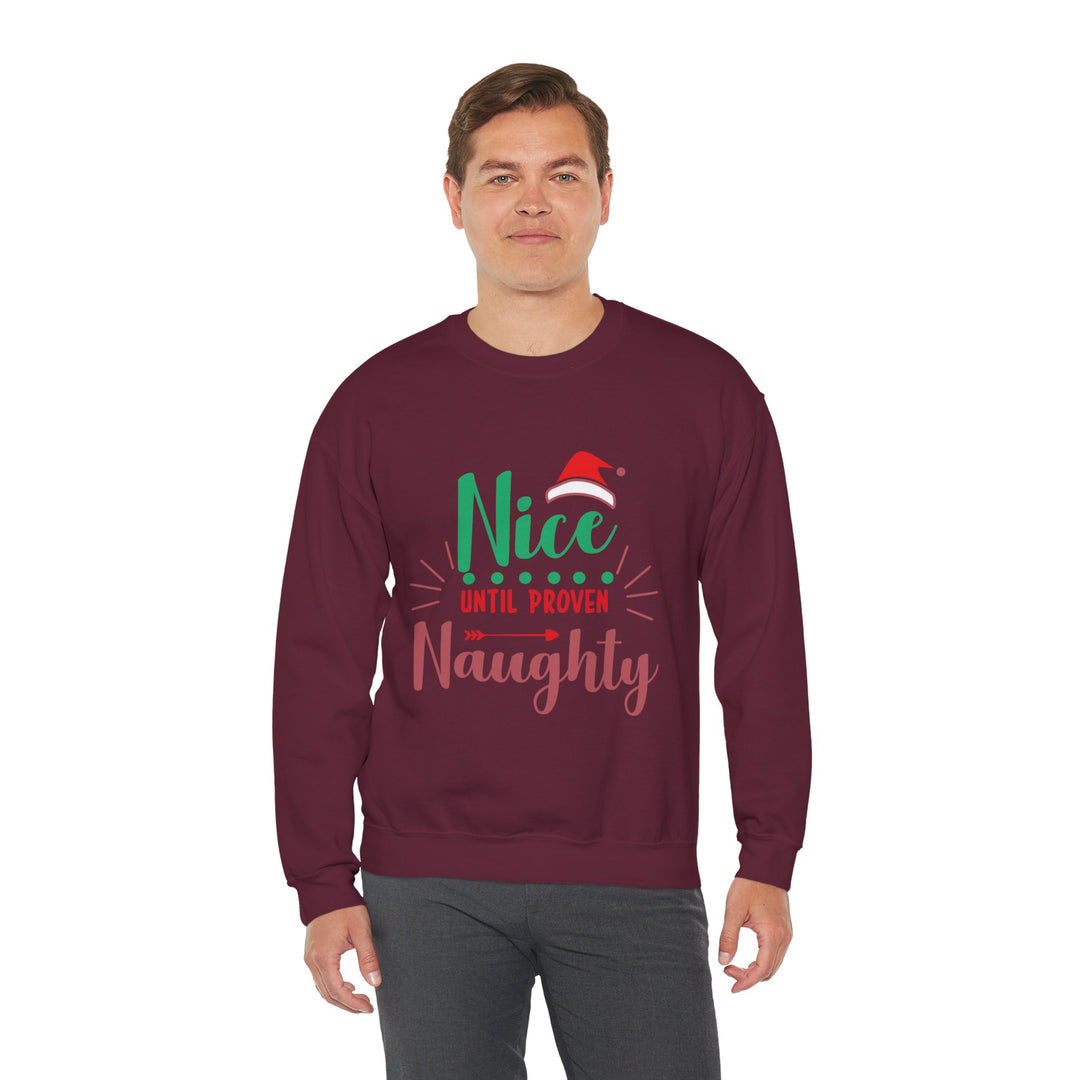 Christmas Sweatshirt “Nice Until Proven Naughty” Holiday Crewneck