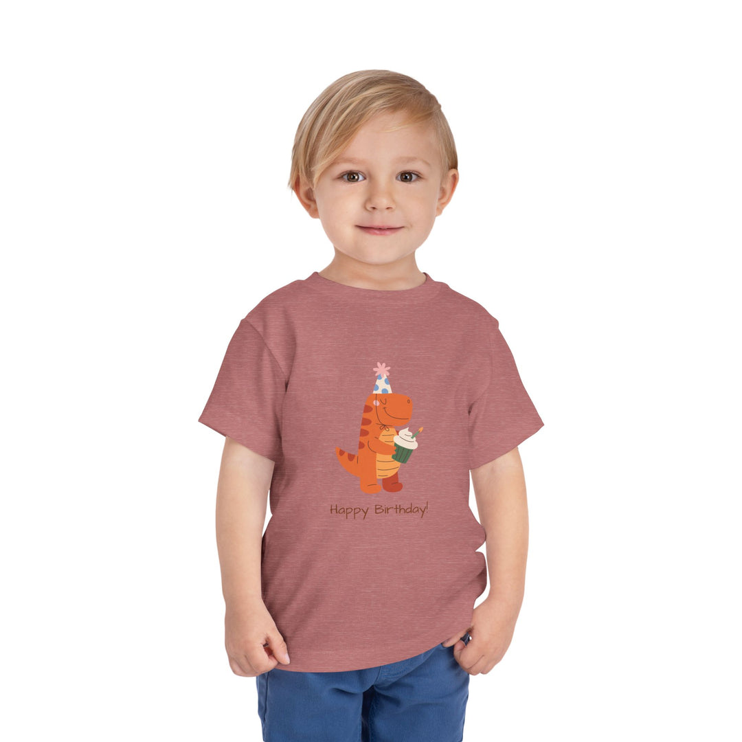 Toddler Tee — Cute Birthday Dinosaur "Happy Birthday" Shirt