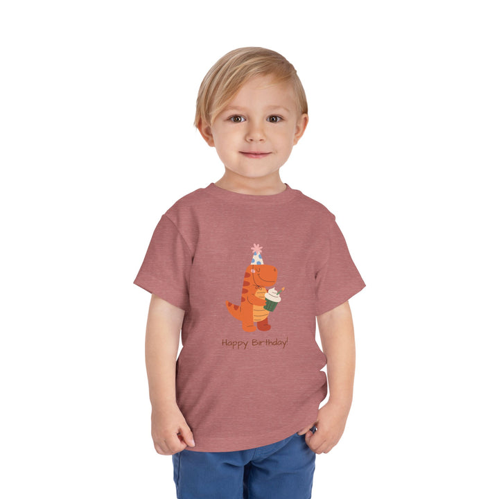 Toddler Tee — Cute Birthday Dinosaur "Happy Birthday" Shirt
