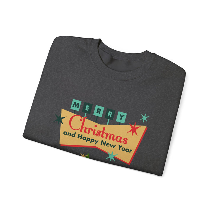 Christmas Crewneck Sweatshirt - "Merry Christmas and Happy New Year" Retro Holiday Design