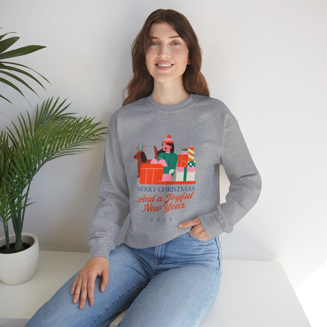 Christmas Crewneck Sweatshirt - "Merry Christmas and a Joyful New Year 2025" Holiday Sweatshirt