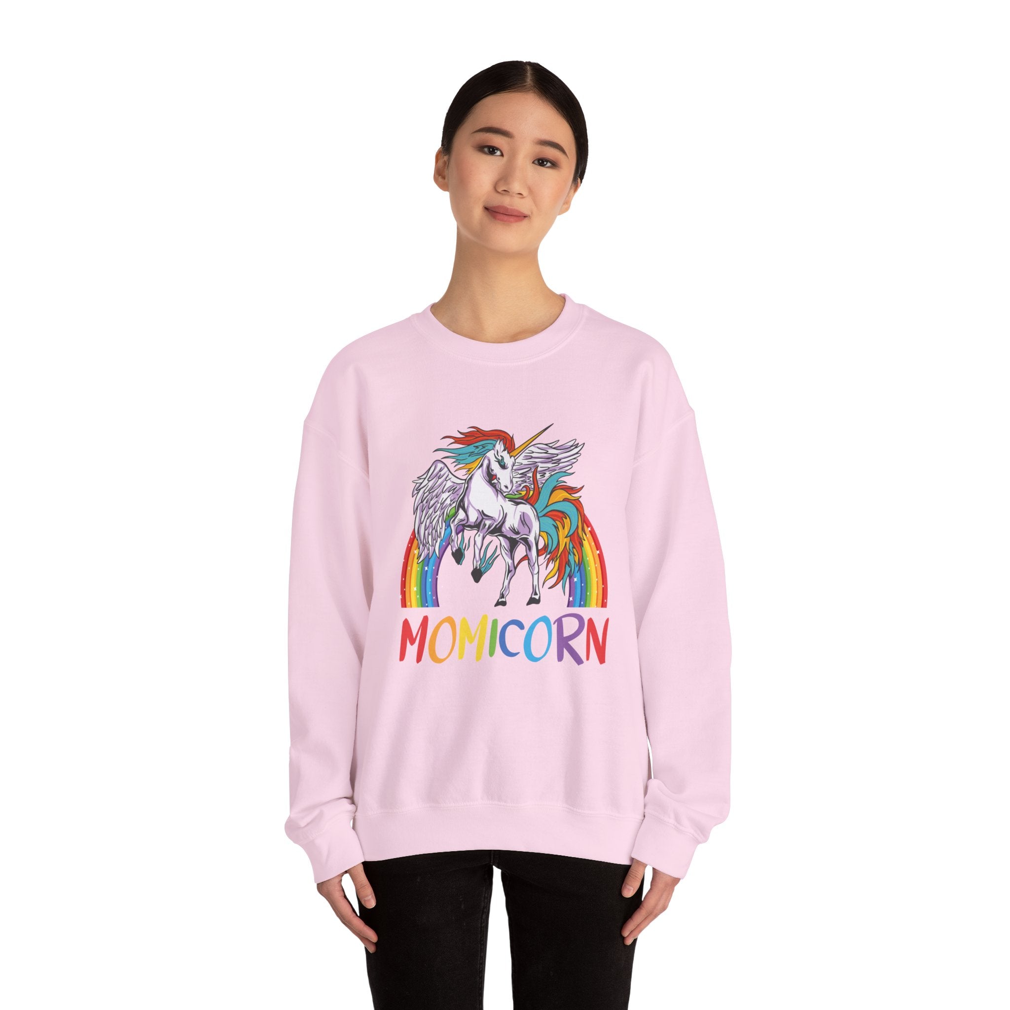 Mom Sweatshirt - Colorful MOMICORN Design