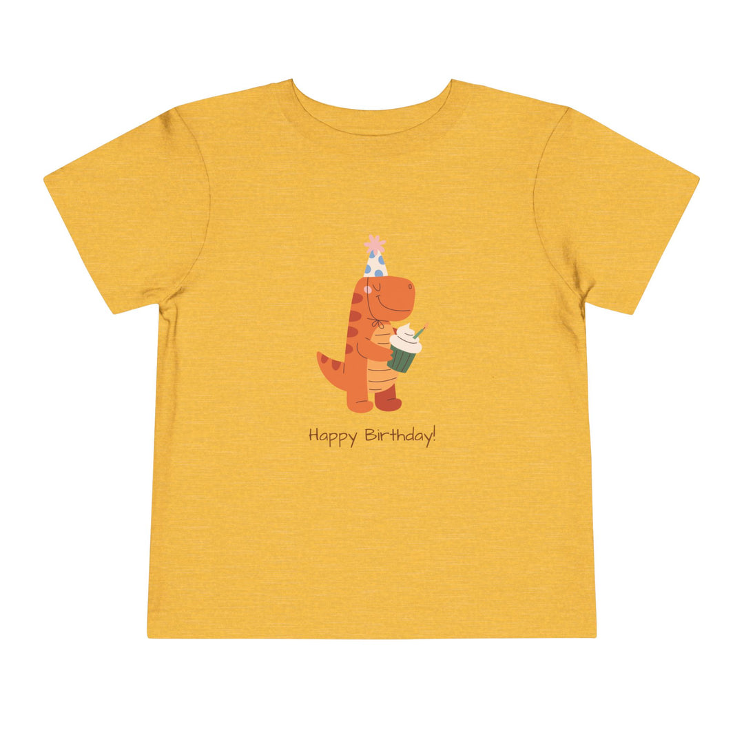 Toddler Tee — Cute Birthday Dinosaur "Happy Birthday" Shirt