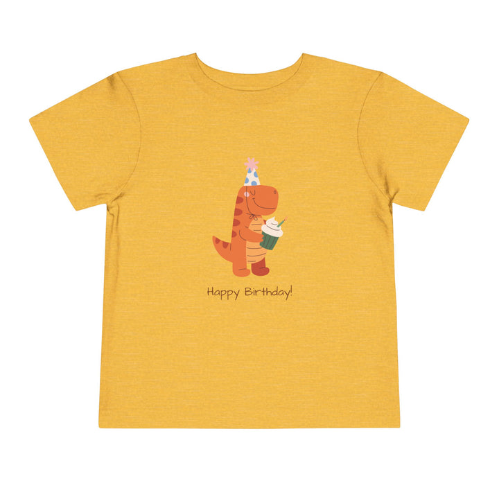 Toddler Tee — Cute Birthday Dinosaur "Happy Birthday" Shirt
