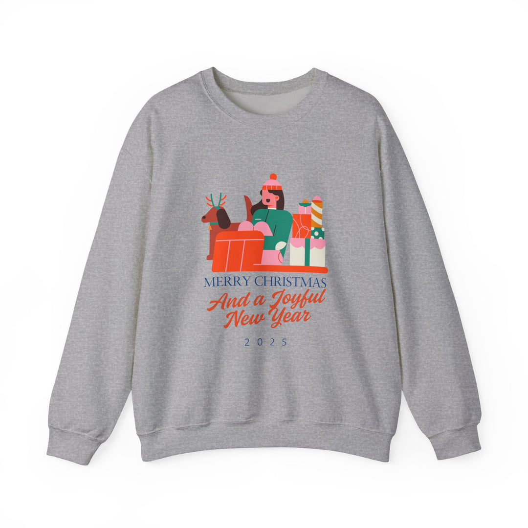 Christmas Crewneck Sweatshirt - "Merry Christmas and a Joyful New Year 2025" Holiday Sweatshirt
