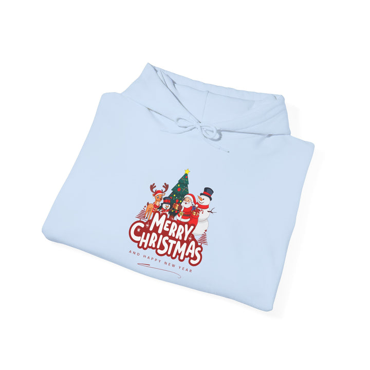 Christmas Crew Hoodie - 'Merry Christmas' Santa & Snowman Holiday Sweatshirt
