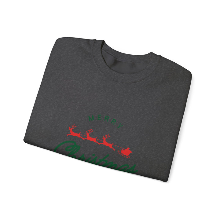 Christmas Crewneck Sweatshirt - 'Merry Christmas' Santa Sleigh Holiday Sweatshirt