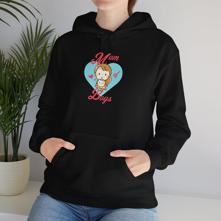 Mom's Unisex Hooded Sweatshirt - Mom of Boys Hoodie - Cute Graphic Hoodie for Mothers