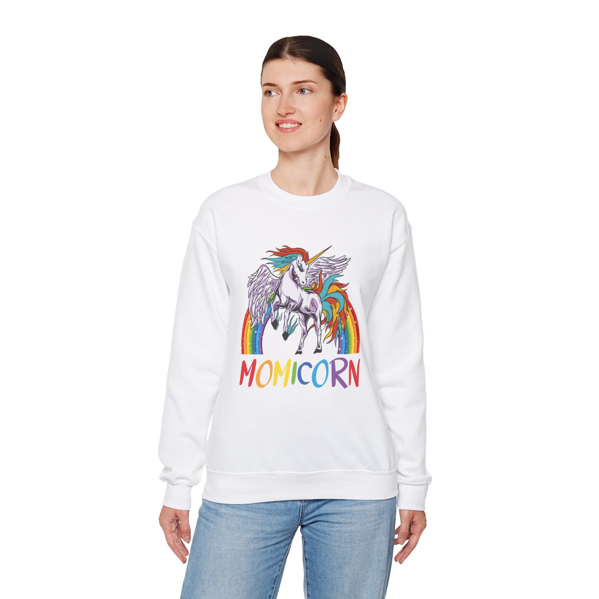 Mom Sweatshirt - Colorful MOMICORN Design