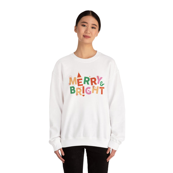 Merry & Bright Crewneck Sweatshirt — Colorful Holiday Christmas Sweater