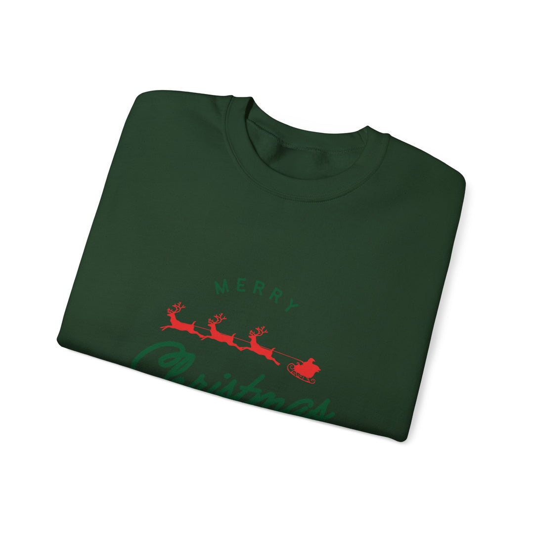 Christmas Crewneck Sweatshirt - 'Merry Christmas' Santa Sleigh Holiday Sweatshirt