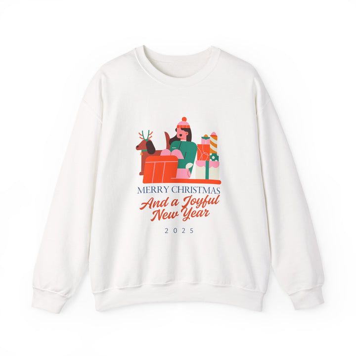 Christmas Crewneck Sweatshirt - "Merry Christmas and a Joyful New Year 2025" Holiday Sweatshirt