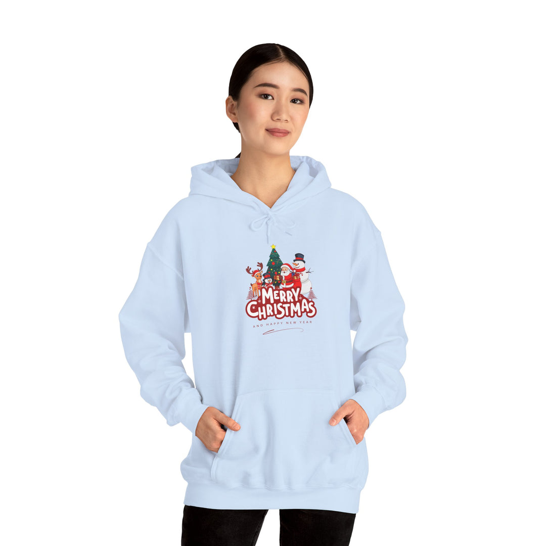 Christmas Crew Hoodie - 'Merry Christmas' Santa & Snowman Holiday Sweatshirt