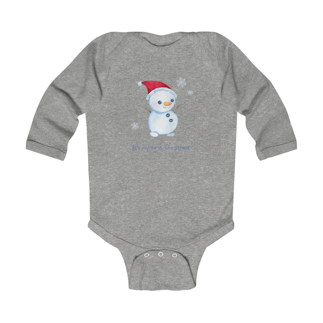 Infant Bodysuit - "It's My First Christmas" Snowman Baby Onesie, Long Sleeve Holiday Outfit
