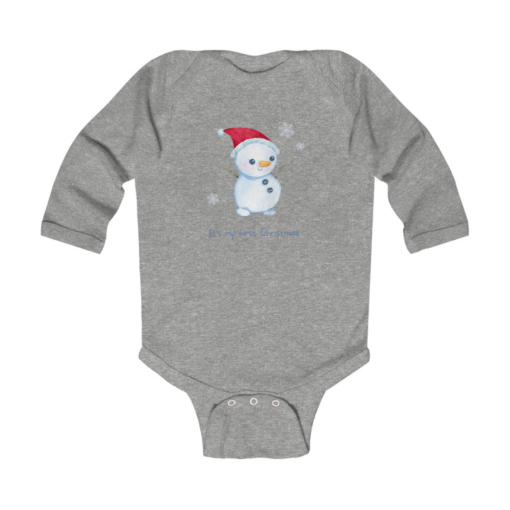 Infant Bodysuit - "It's My First Christmas" Snowman Baby Onesie, Long Sleeve Holiday Outfit