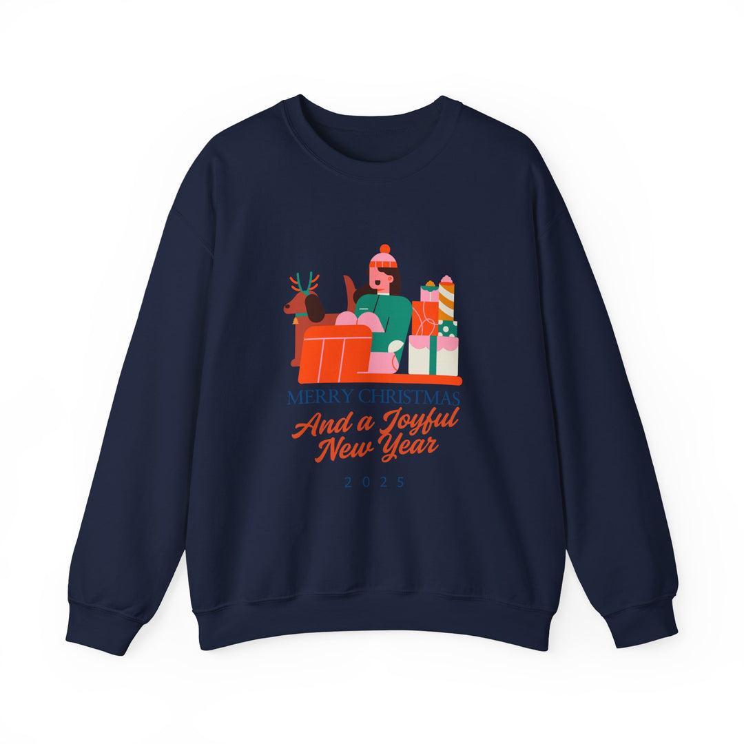 Christmas Crewneck Sweatshirt - "Merry Christmas and a Joyful New Year 2025" Holiday Sweatshirt
