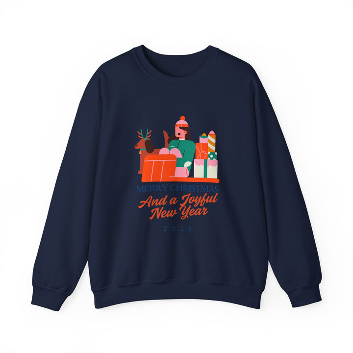 Christmas Crewneck Sweatshirt - "Merry Christmas and a Joyful New Year 2025" Holiday Sweatshirt