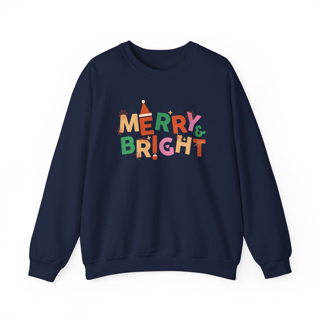 Merry & Bright Crewneck Sweatshirt — Colorful Holiday Christmas Sweater