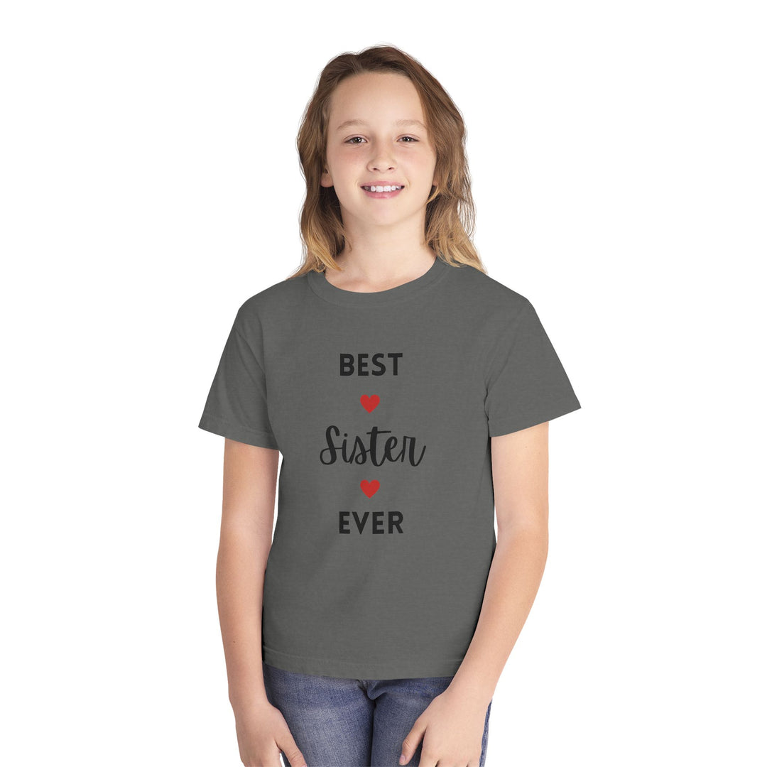 Best Sister Ever Youth Tee — Kids' Yellow 'Best Sister Ever' Heart T‑Shirt